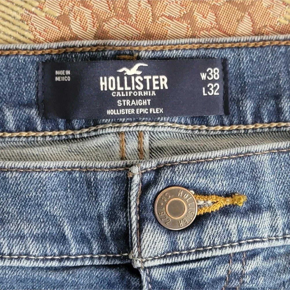 Hollister California Straight Jeans Mens 39x30* Blue Epic Flex Stretch Denim